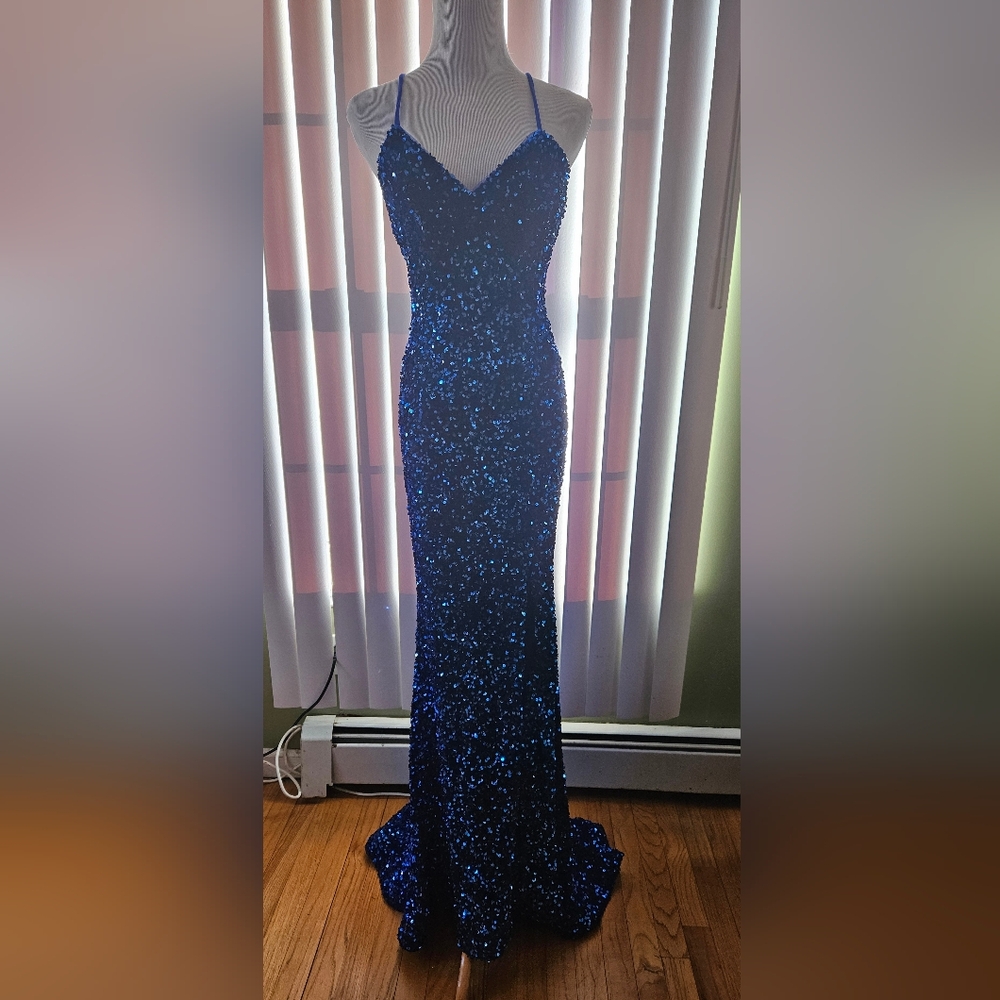 1 HR FLASH SALE Camille La Vie Sapphire Blue Sequin Gown